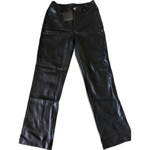 NWT Marc New York Faux Leather Pants Black Straight Leg Trousers Women's Size 6‎